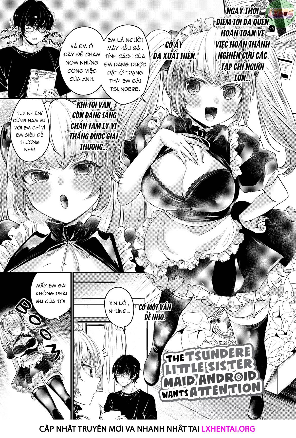 manhwax10.com - Truyện Manhwa Ngất ngây ngọt ngào nóng bỏng Chương 2 The Tsundere Little Sister Maid Android Wants Attention Trang 5